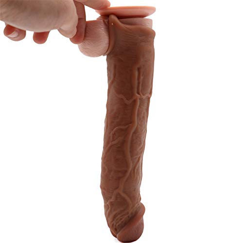 Amalgo XL Large 10.8 Inch Stretch 2020 New Privacy Packaging. Coffee Silicone penile