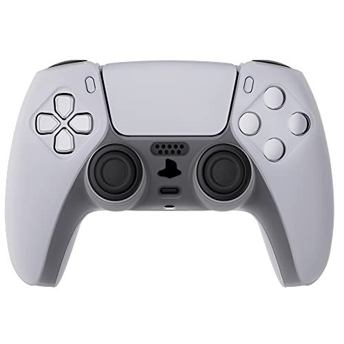 Playvital Transparent Clear White Pure Series Anti-Slip Silicone Cover Skin For Ps5 Controller, Soft Rubber Case For Ps5 Wireless Controller With Clear White Thumb Grip Caps #TOP7