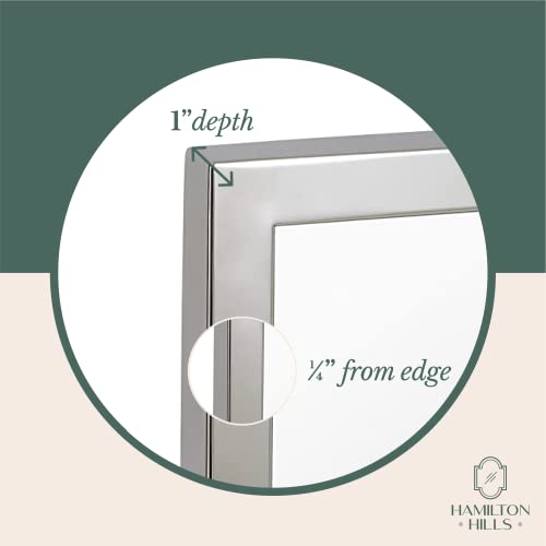 Hamilton Hills 30x40 inch Pivot Wall Mirror | Vanity Rectangle Mirror with Brushed Chrome Squared Wall Hinges Brackets | Frameless Bathroom Mirror | Rectangular Adjustable & Tilting Beveled Mirror Hamilton Hills 30x40 inch Pivot Wall Mirror | Vanity Rectangle Mirror with Brushed Chrome Squared Wall Hinges Brackets | Frameless Bathroom Mirror | Rectangular Adjustable & Tilting Beveled Mirror