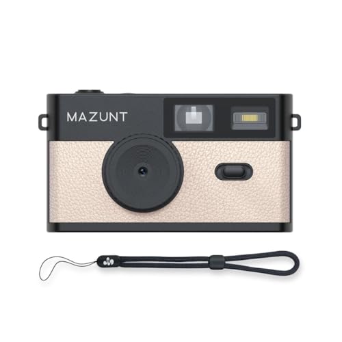 MAZUNT Retro Digital-Kamera 12 MP bildschirmfreie Vintage-Kamera mit 4 Filtern Einwegkamera-Ersatz inkl. 8 GB SD-Karte für tausende Fotos beige