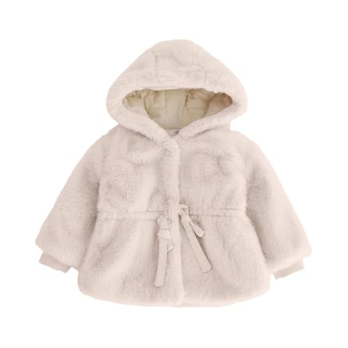Fleece Jacket for Toddler Baby Girls Faux 𝗙𝘂r Hooded Shaggy Windproof Button Coat Winter Thick Warm Outerwear