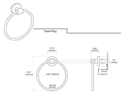Image of Gatco 4672 Reveal Towel Ring, Satin Nickel | Wall Mount 6.63 inch Dia. Towel Holder Ring