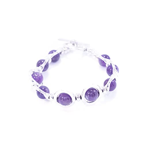 Pulsera mujer piedras naturales engarzadas zamak bañado en plata - Pulsera...