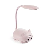 Back2Fun - Lámpara de escritorio infantil con forma de gatito, Luz LED cálida, Cuello flexible, Minilámpara portátil para niños recargable USB, Pensada como luz de noche o para estudiar