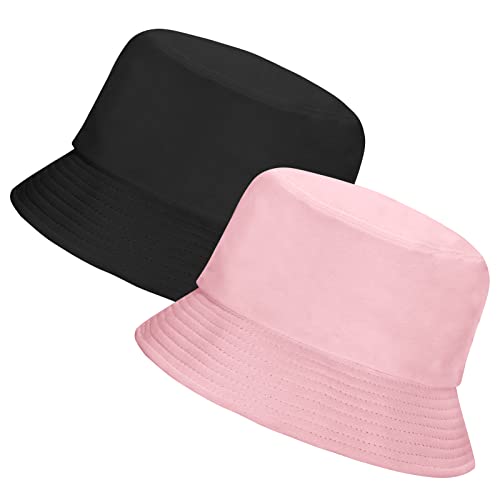Image of Rosoz 1 & 2 Pack Bucket Hat for Women Men Summer Travel Beach Sun Hat Outdoor Cap Unisex Bucket Hats