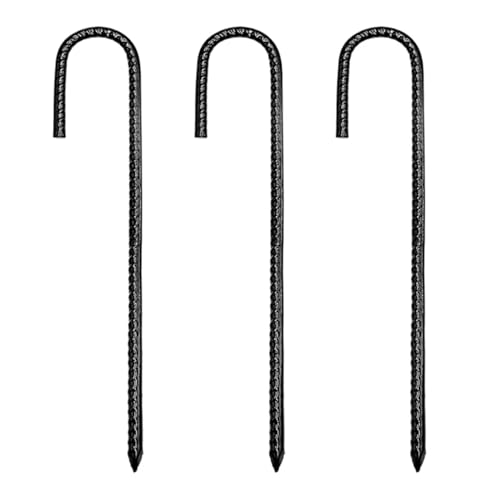 ATUMY Accesorios De Trampolín 3 uds L/Ushape Trampolines Barras de Refuerzo estacas Anclajes de Tierra Tienda de campaña Peg Paisaje jardín estacas de Tierra Anclajes de Suelo(30cm Black J-Shape)