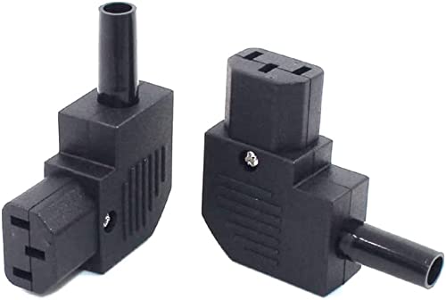 (2 Pack) Toptekits Rewireable IEC C13 Female Inline Right Angle Connector Adapter ,IEC320 C13 Female Plug 90 Degree Side Entry / UPS Audio Socket Plug / 10A / 16A AC Power Industrail Socket