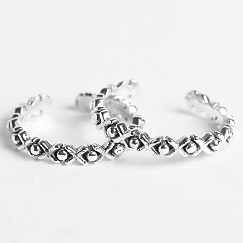 Image of Clara 925 Sterling Silver Size Adjustable Toe Rings Pair Gift for Women