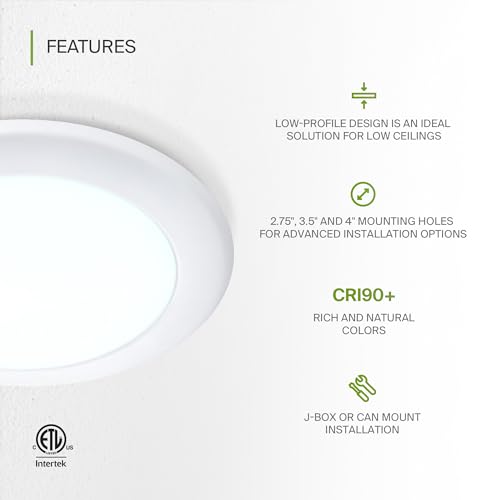 ASD 12 Pack LED Disk Lights 6 Inch, 15W 5000K Daylight 1300LM CRI90+, Dimmable Flush Mount Ceiling Light Fixture, Low Profile Surface Mount Disc, Junction Box or Recessed Can Install, ETL