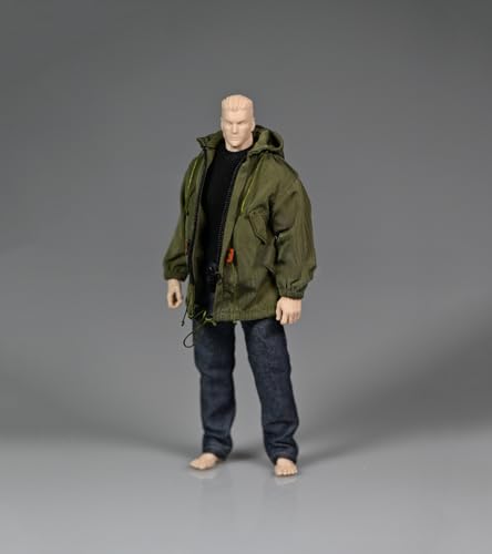 1/12 Scale Clothes,Green Military Trench Coat Long Coat Windbreaker Loose Works Clothing for 6inch Male/Female Action Figure Body (Male Coat Clothes)2