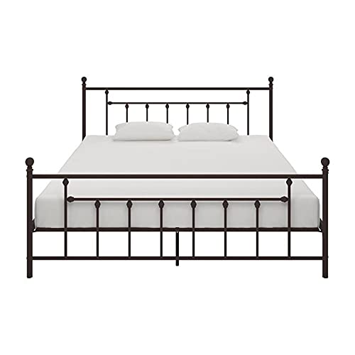 Dhp Manila Metal Bed With Round Finial Post Headboard And Footboard, Adjustable Base Height For Underbed Storage, No Box Spring Needed, King, Bronze #TOP7