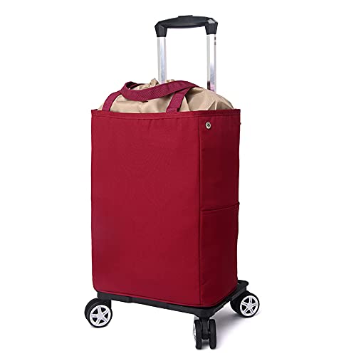 Bolsa de compras plegable resistente con marco de aluminio desmontable, 4 ruedas giratorias, compartimento enfriador aislado, perfecta para viajes, supermercado y picnics