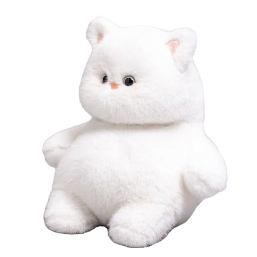 Wsikafxn 大きな猫のぬいぐるみ 子猫 スーパーソフト 癒し系 眠れる動物人形 お子様の誕生日プレゼントに ホワイト