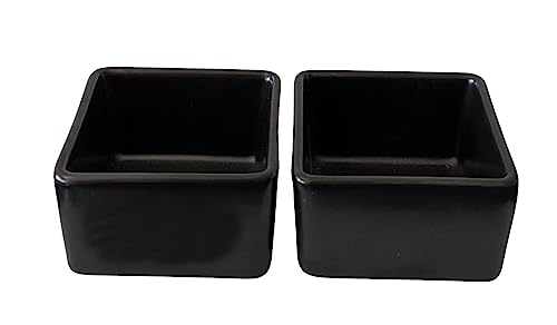 your castle Juego de 2 cuencos pequeños para servir salsas, soucenes o aperitivos en cerámica negra, 7 x 7 cm