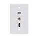 HDMI Ethernet Coax Wall Plate - HDMI Coax Ethernet Cat6 Wall Plate Female to Female - White