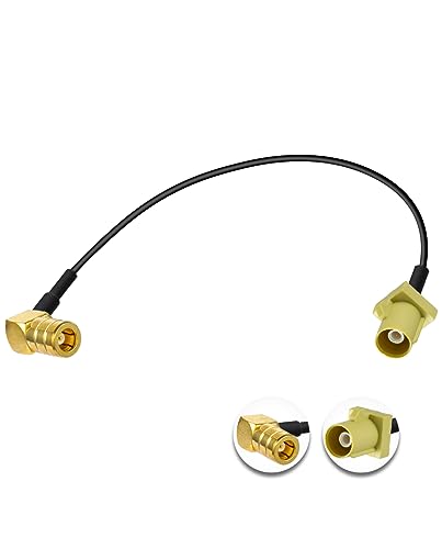 Vecys Fakra Curry Male Code K to SMB Female Right Angle Adapter Cable RG174 6in/15cm Compatible with Car Vehicle Radio Stereo Receiver Tuner