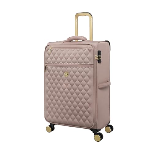 It Luggage Glimmering 28" Softside Checked 8 Wheel Expandable Spinner, Mink Gold, Medium, Glimmering 28" Softside Checked 8 Wheel Expandable Spinner by IT Luggage - Used condition - CA$168.77