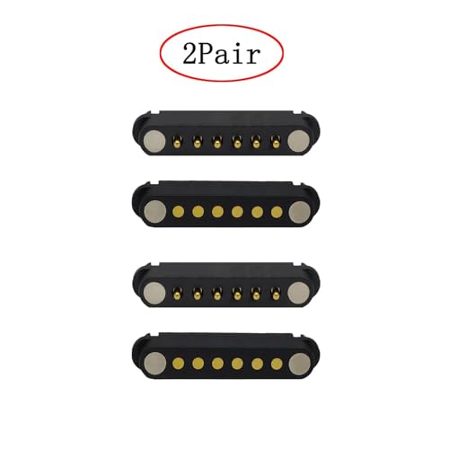 Image of 2 Pair Magnetic Pogo Pin Connector, 2 /3 /4 /5P 2A Pogopin Magnetic Connector Male+Female 2.54 /2.5 MM Through Holes Spring Loaded Connectors DC Power Socket DC Power Charge Probe Connector (6Pin)