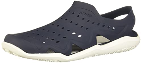 Crocs men's swiftwater wave shoe flat, navy/white, 9 m us