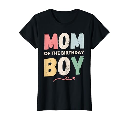 Mom of the Birthday Boy Matching Family Party Pastel Camiseta