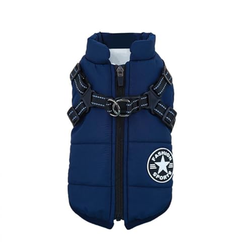 Eezita Winter Puppy Coat waterproof, reflective jacket to keep small pets warm and visible in snow rain,for Small Medium Dogs (blue XL)