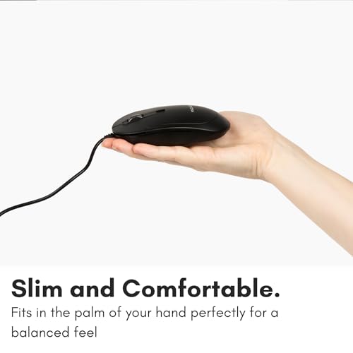 Macally Computer Mouse Wired, Silent USB Mice - Slim & Compact USB for Apple Mac or Windows PC Laptop/Desktop - Designed with Optical Sensor & DPI Switch - Simple - Black by Macally - Image 4