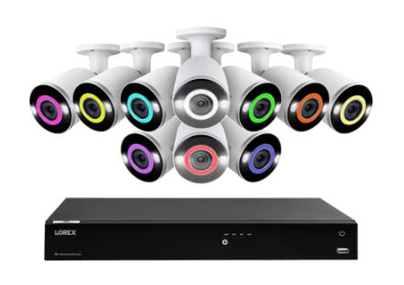 Lorex N4K3SL-1610WB Fusion 4K 16-Channel 3TB Wired NVR System with 10X Bullet Cameras Featuring Smart Security Lighting and 2-Way Audio