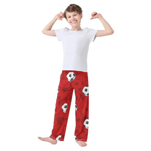 Ball on Red Boys Pants Boys Athletic Pants Long Pant for Boywith Pockets Wide-Leg Size 6-14Y3