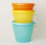  TUPPERWARE TW Kühlschrank Frische-Turm Frische Turm 1x 800 ml Türkis + 1x 500ml Gelb + 1x 240ml Orange + Mehlschaufel weiß