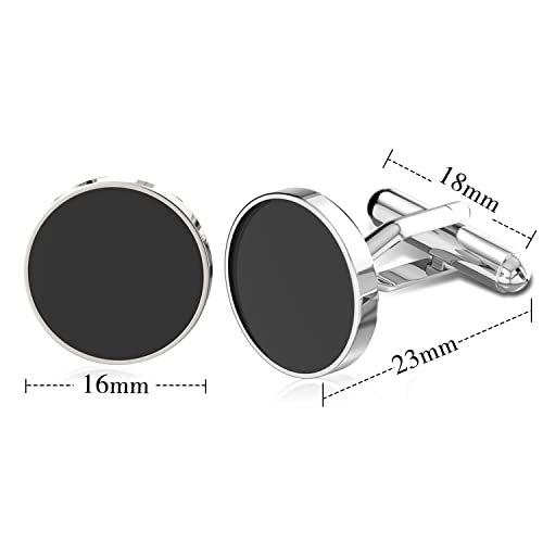 Uhibros Cufflinks For Men Tuxedo Shirt Cuff Links Stainless Steel Shirt Accessories Unique Business Groom Wedding Black Silver Jewelry Gift #TOP1
