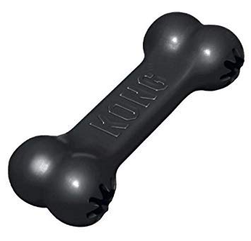 KONG Extreme Black Goodie Bone giocattolo per cani, confezione da 2, colore nero