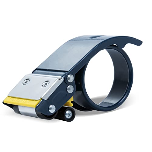 Image of Excell Anti-Backflow Metal Packing Tape Dispenser, 2” (50.8mm), Stainless Steel, No-Rollback Clip, Static Cling Strip, Retractable Safety Blade Cover, Fits 3” (76mm) Core, Tape Not Included