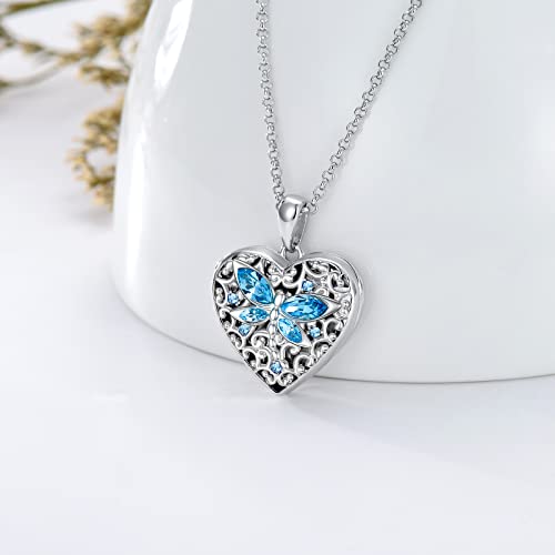 Dorunmo Dragonfly Locket Necklace That Holds Pictures 925 Sterling Silver Heart Locket Necklace Photo Locket Pendant Necklace Jewelry Romantic Valentines Birthday Gifts For Women Girlfriend Girls #TOP1