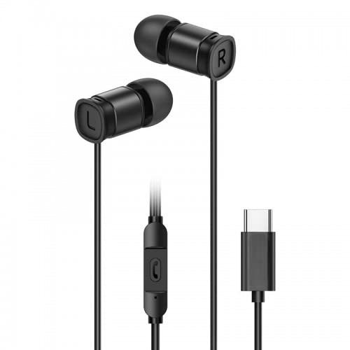 US-SJ576 EP-46 TYPE-C IN-EAR ALUMINUM ALLOY WIRED HEADPHONES, HANDS FREE,EXCELLENT SOUND.(BLACK).
