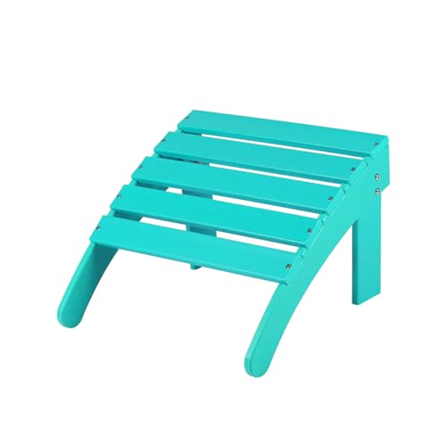 Aoodor Outdoor Adirondack Ottoman, Weather-Resistant HDPE Footrest for Patio, Porch, Backyard, Garden, Lawn, and Deck, Aruba Blue
