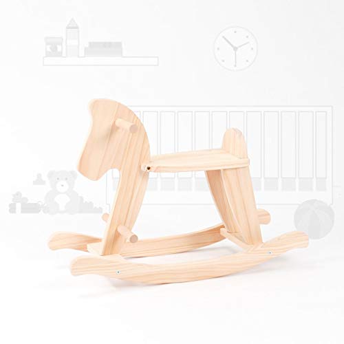 Schaukelpferd QIQIDEDIAN Massivholz in Trojan Nordic Baby Baby Trojanisches Pferd – Bild 4