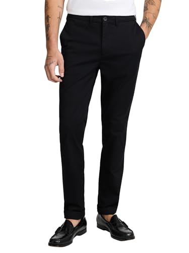 EXPRESS Men’s Skinny Hyper Stretch Chinos – Flex Waistband, 5-Pocket, Lightweight Cotton Blend, Travel Ready – Black