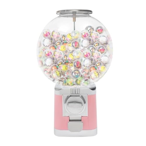 WHIPIN Capsules Vending Machine, Candy Gumball Vending Machine with 200 Balls, Toy Balls Dispenser for 22-32mm Gadgets, Coin Operated Round Capsules Bouncy Ball Dispenser for Game Retail Stores(Pink)
