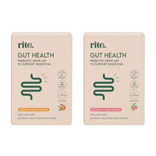 Gut Health Prebiotic Fibre Drink mix | Support Digestion Gut Health Weight Management | No added sugar | Vegan | 8g Powder sachets Bundle w/ 2 Flavours (Pack of 15)