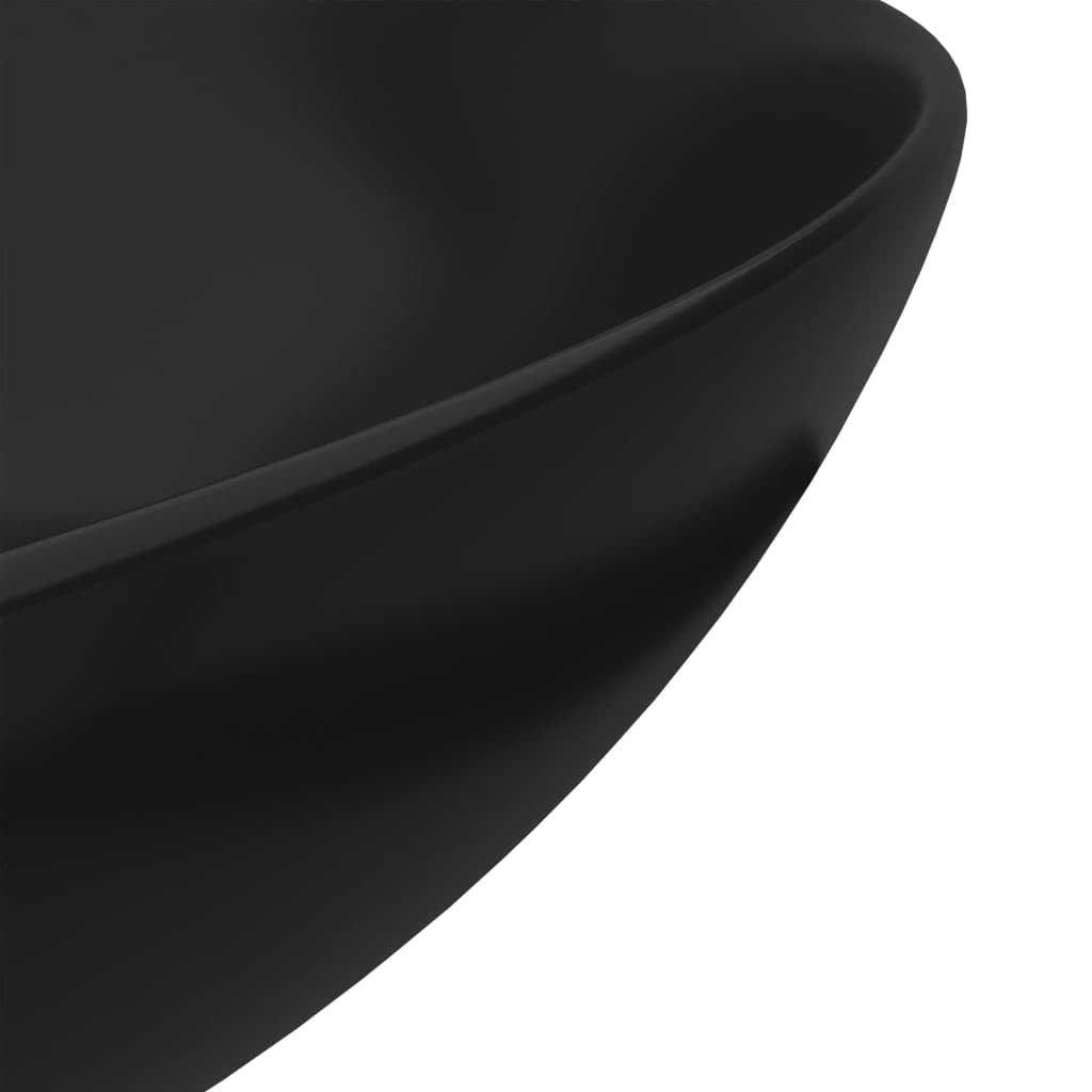 vidaXL Lavabo de Salle de Bain Rond Vasque à Poser de Toilette Lave-mains de Cuisine Salle Cosmétique Maison Intérieur Céramique Noir Mat