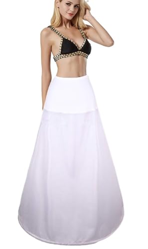 Enagua Una Línea Enaguas Elástico Cintura Largo Miriñaque Un Aro Enaguas Enteras Crinolina para Mujer Faldas Vestidos Underskirt Cancan Enagua cancán Enagua con Encaje A Line Petticoat(Blanco,36)