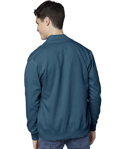 Image of EYEBOGLER Men's Solid Henley Neck Full Sleeves Regular Fit Sweatshirt