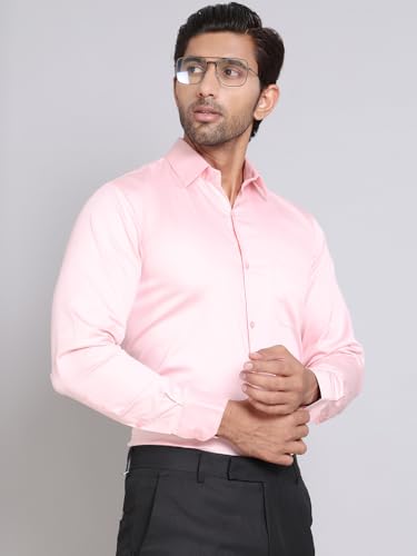 Image of Indian Needle Light-Pink Men's Cotton Solid Formal Shirt. (Light-Pink, XL)