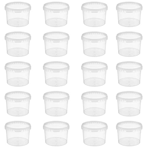 Westhen 20 x Cubo con Tapa 0,5l Transparente - Seguro para Alimentos, Estable, hermético - 20 Cubos de plástico - vacío, 0,5 litros (20) Cover