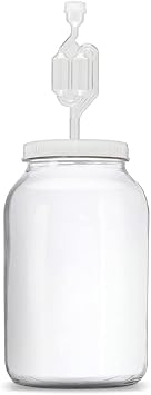 Glass One Gallon Fermentation Jar with Grommet Lid and S-Shaped Airlock - Airtight Seal With Air Lock Create the Perfect Brewing Vessel For Small Batch Fermenting