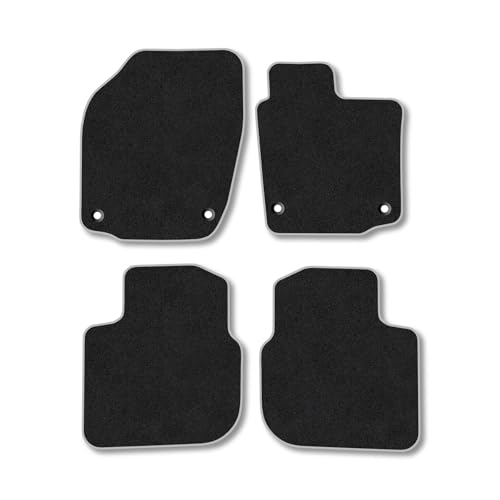 Image of Skoda Rapid (2012-2019) Car Mats Accessories Tailored Fit Carpet Floor Mats Non Slip Grey Trim Accessory Compatible Front Rear Set Anti Slip Full Coverage Granulated Backing Hand-Finished Clips