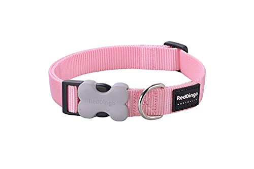 Red Dingo Einfaches Hundehalsband aus Nylon mit einzigartigem Verschluss, verstellbar, in Größe L und Farbe Rose, für alle Hunderassen und Altersstufen
