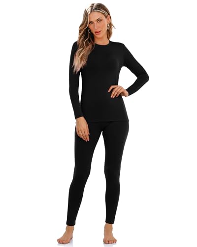 SAMPEEL Thermal Underwear for Women Long Johns with Fleece Lined Long Sleeve Shirt Legging Lounge Set Cold Weather Top Bottom2