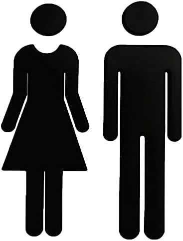 Toilet Sign for Men Women 7.87 Inch Self Adhesive Bathroom Toilet Sign Sticker, Unisex Toilet Door Sign for Bathroom (Black 20cm)