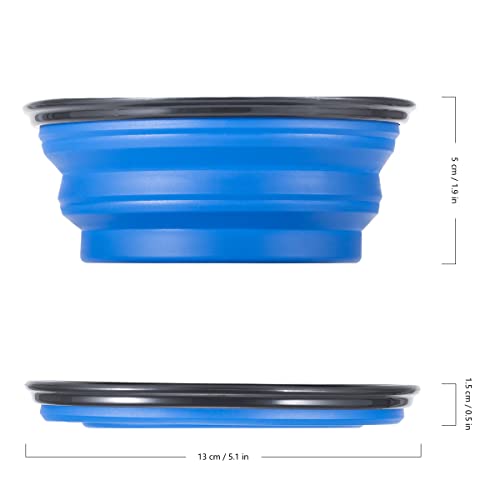 HORRAu 2*350ml Collapsible Dog Bowls with Carabiner Clip, Portable Travel Pet Food Water Bowl(Blue+Green) - Image 6